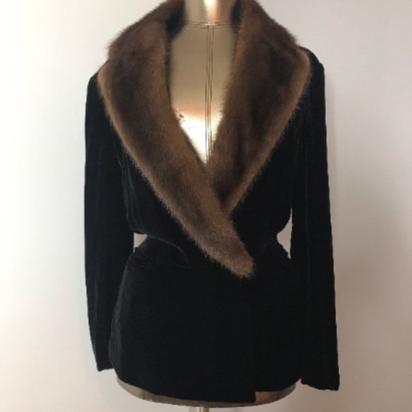 Ralph Lauren Jackets & Blazers - VTG Ralph Lauren Black Velvet Jacket -Mink Collar